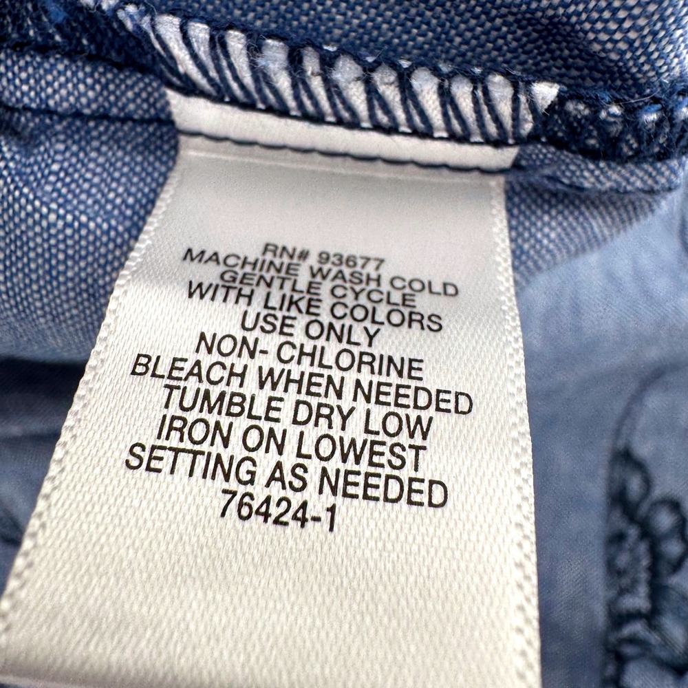 Liz Claiborne Tank Top Small Blue Floral Linen Cotton Sleeveless Fringed Hem - Picture 6 of 7
